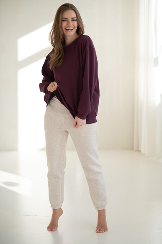 Milk It Easy! Mauve Wine Milk&Love Umstands- und Still-Sweatshirt – Oversized, verdeckte Reißverschlüsse, Öko-Tex Baumwolljersey