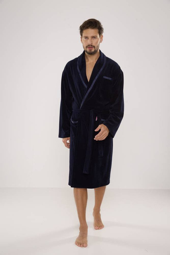 666 Ronaldo Herren Bademantel De Lafense - navy blau