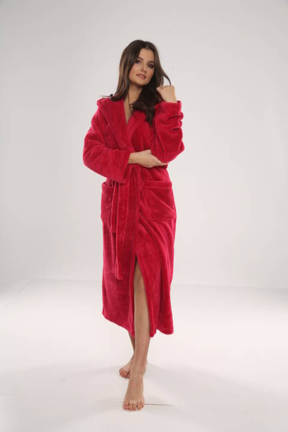 807 Luna II Ladies' Long Dressing Gown Forex - Himbeere