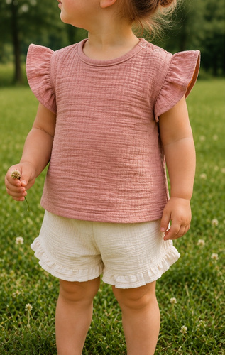 Mamatti BL50110 Musselin Kinderbluse leicht & luftig aus Baumwolle Sommer