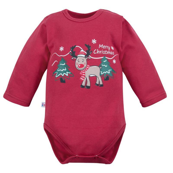 Hallo Rentier! Eevi Langarm-Body – Burgunderrot