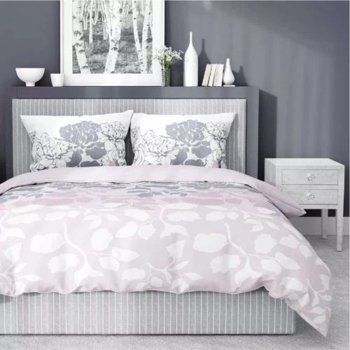 5090 A Home Satin Satinbettwäsche mit Blumen Detexpol rosa