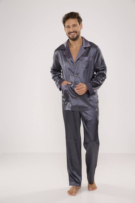 939 Pyjama für Männer aus grauem Satin