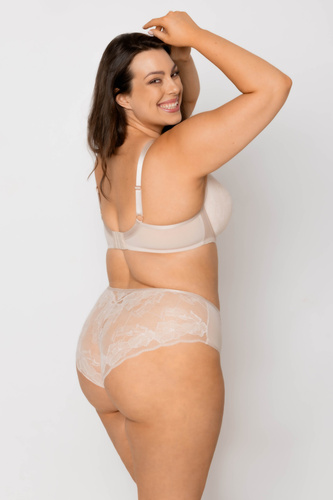 Mediolano Amelia 19201 Beige – Damen-Slip mit hohem Bund aus Spitze
