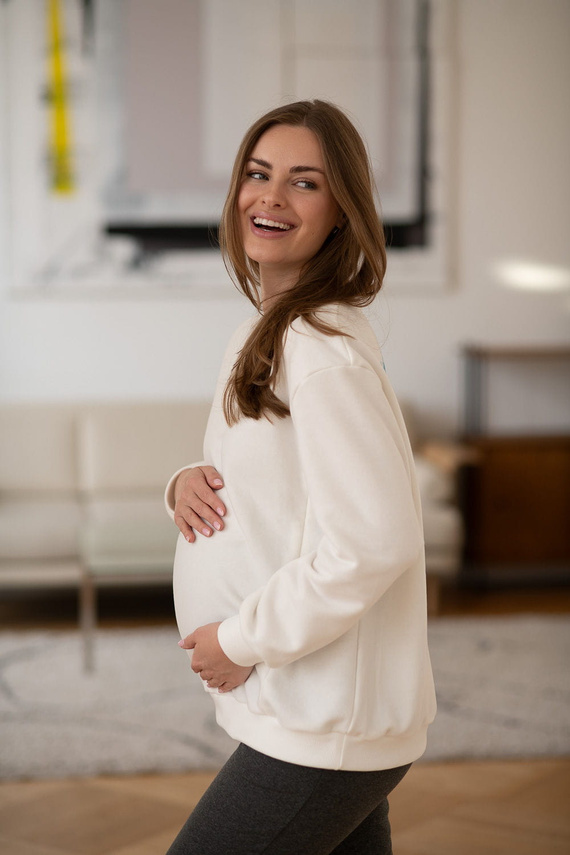 MilkItEasy! Cremefarbenes Still-Sweatshirt von Milk&Love mit Aufdruck