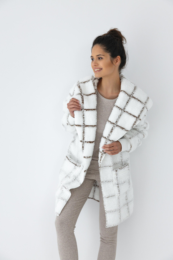 Sensis Delphine Cardigan – weiß-kariert