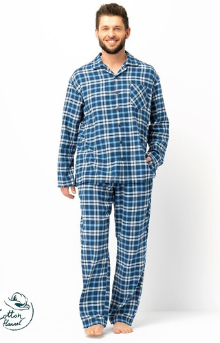 MNS 492 Key Jeans Herrenpyjama – kariertes Flanell, Baumwolle