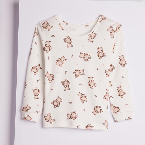 227036 Nicol BENEK Kinder-Pyjama 100% Baumwolle cremefarben mit Bärenmuster