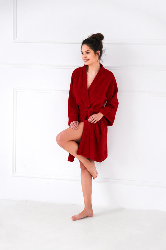 Rollbarer Morgenmantel für Frauen Sensis - rot