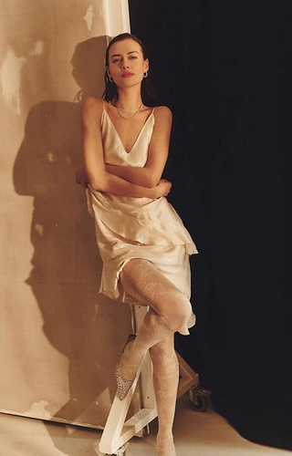 Geblümte Strumpfhose 20 den Gabriella - ecru