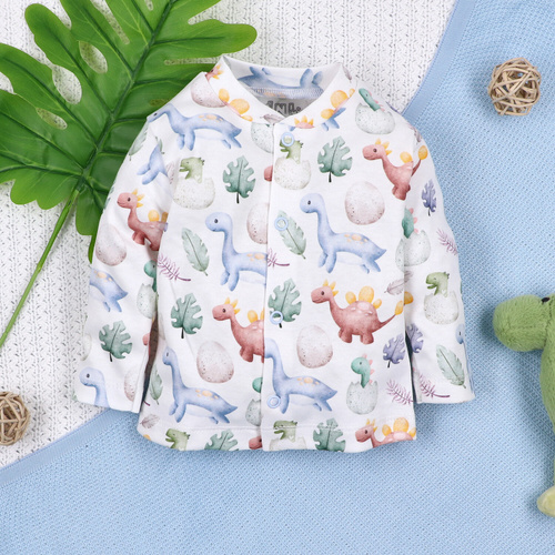 ABN-5570 Dino Explorer Nini Babykaftan – Bio-Baumwolle, Druckknopfverschluss