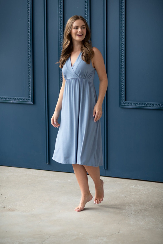 Star Light Umstands- und Stillnachthemd aus Milk&Love Bambus, blau