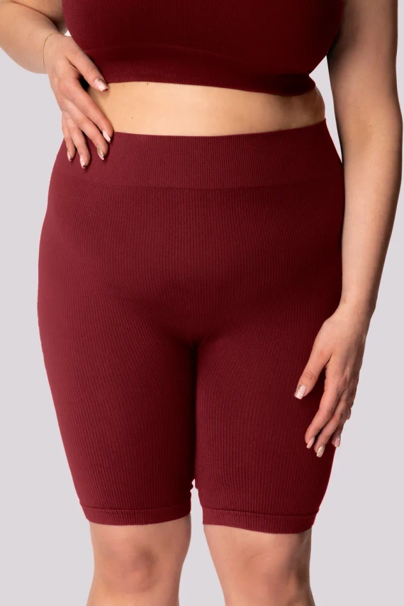 Gerippte Bikershorts für Damen von Mona, Burgunderrot