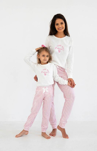 Sensis Nanny Kids Schlafanzug für Mädchen - ecru-pink