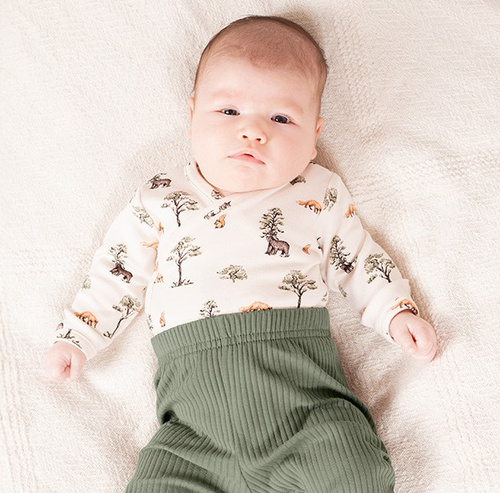 218094 Yogi Bear Baby-Body Nicol – Baumwolle, lange Ärmel, Waldmuster