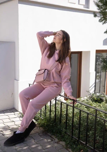 Randi Dkaren Damen-Trainingsanzug-Set – Puderrosa