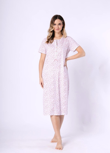 Damenhemd Oriana 1723/1760 Leveza aus 100 % Baumwolle, Kurzarm, Midi-Länge