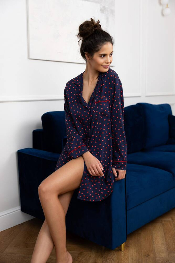 Sophia Sensis Nachthemd mit Knöpfen – Marineblau