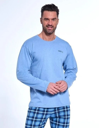 Herrenpyjama 124/188 Strong 2 blau – Baumwolle, lange Ärmel, sportlicher Stil
