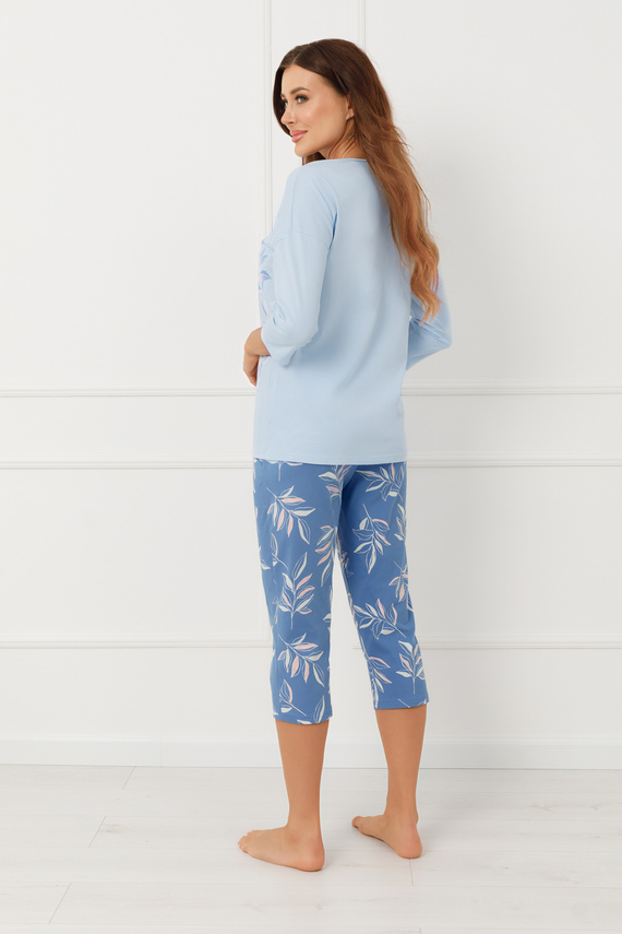 Damen Pyjama ERULA Italian Fashion Baumwolle Jersey 3/4 Ärmel Plus Size