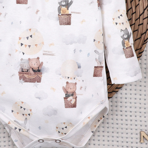 Nini Baby-Body Balloon Friends 100% Bio-Baumwolle, hergestellt in Polen