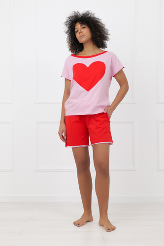 Damenpyjama Sabrina Italian Fashion 100% Baumwolle – kurzer Ärmel, Shorts