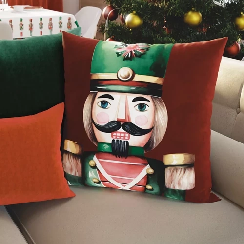 PBN279 Nussknacker Weihnachtskissenbezug Marquisette rot