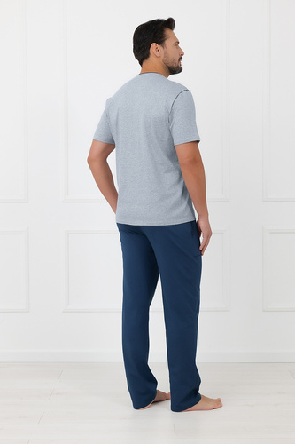 Herren-Pyjama Devon Italian Fashion aus Baumwolle mit langen Melange-Hosen