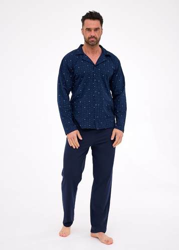 114/80 Cornette Herrenpyjama | Reißverschluss, 100 % Baumwolle, Kragen und Taschen