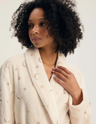 Henderson Gilly 45447 Damen Bademantel weich in Creme mit Kragen und Taschen