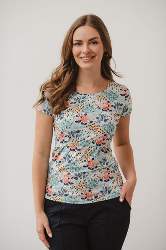 Milk Shirt Still- und Umstandsbluse mit kurzen Ärmeln Milk&Love Wiese auf Blau