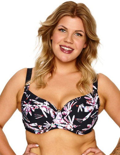 Biustonosz Rosa Big Lupoline schwarz floral full cup für großen Busen