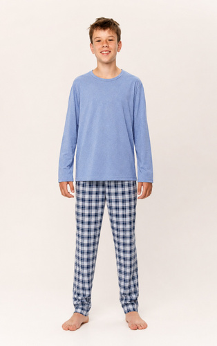 Jungen-Pyjama Taro 3683 Luciano Blau Langarm Baumwolle