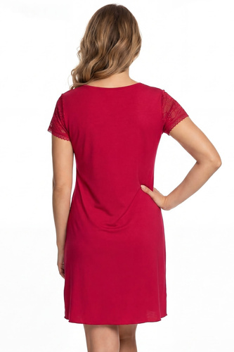 Elena Donna Nachthemd Viskose Spitze Elegant Weich V-Ausschnitt wineberry