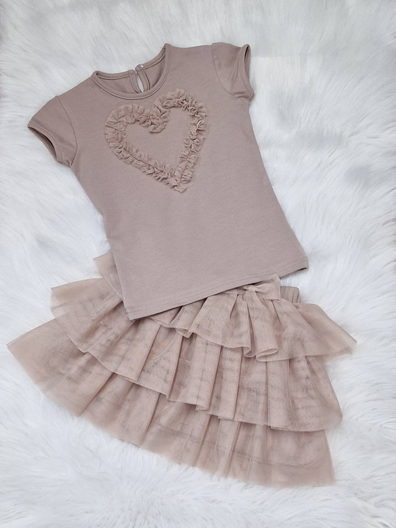 Mia Bambarillo Kurzarmbluse, Beige, Beige Herz