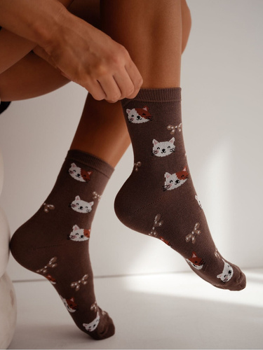 Damen Baumwollsocken Milena 0200-241– gerippt bequem für Alltag cappuccino