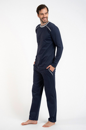  Zbyszek Herren Schlafanzug langarm, lange Hose Talian Fashion - navy blau 