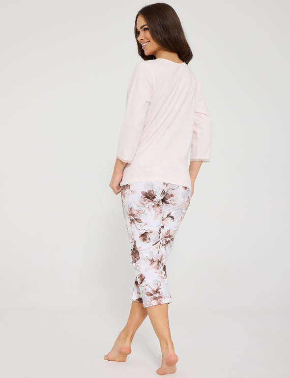 Cornette Ophelia 1104/496 Damen-Pyjama 100% Baumwolle Spitze Rosa