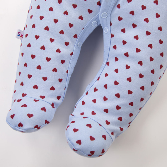 Baby-Overall Love Eevi blau mit Herzen 100% Baumwolle mit Umschlagärmeln