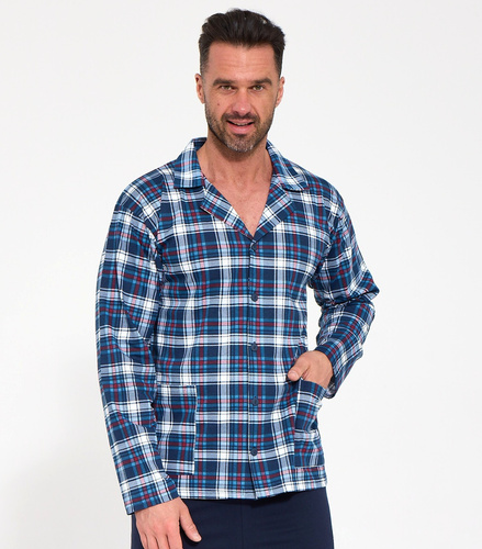 Herren-Pyjama Cornette 114/86 zum Aufknöpfen, 100% Baumwolle, kariert