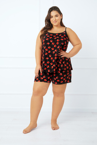 Cherry Damen Schlafanzug mit schmalen Trägern, kurze Hose Italian Fashion - Druck 