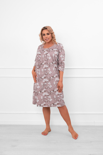 Damen Nachthemd Oshima Baumwolle mit 3/4 Ärmeln und floralem Muster Italienische Mode