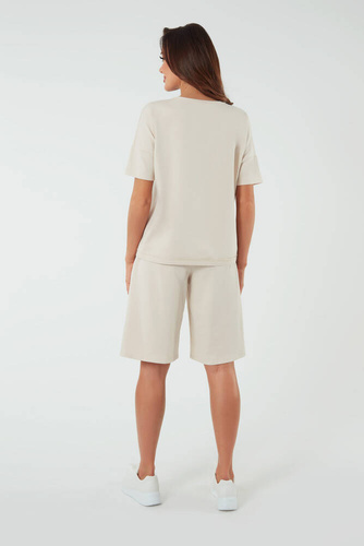 Madri Bluse mit kurzen Ärmeln Italienische Mode - beige 