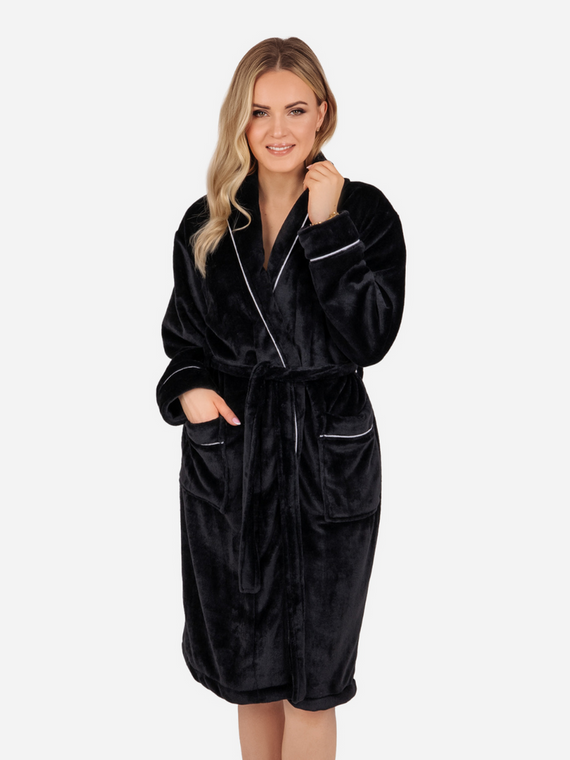 Rosa Damen-Fleece-Bademantel ByShelly – Schwarz