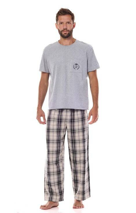 2473 Ben Herren-Flanellpyjama L&L – grau