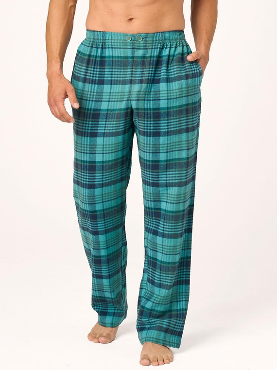 Herren-Pyjamahose Key MHT 048 grün aus Flanell 100% Baumwolle