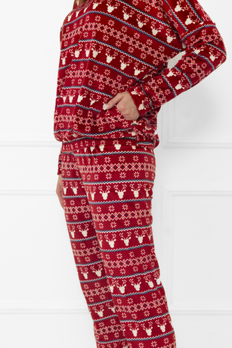 Damenset Navara - Fleeceset in weihnachtlichem Muster mit Rentieren Italian Fashion - burgundy