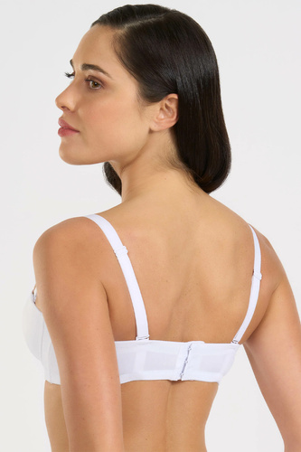 391 Biustonosz Bandeau Bianco Selene, gepolsterter Bügel-Bardotka mit abnehmbaren Trägern