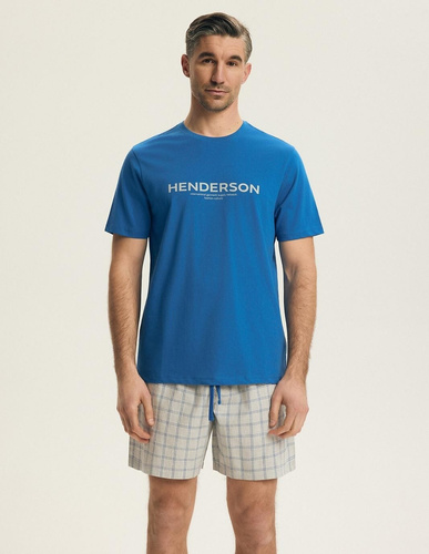 Henderson 43453 Nori Herrenpyjama blau – 100% Baumwolle, Sommer