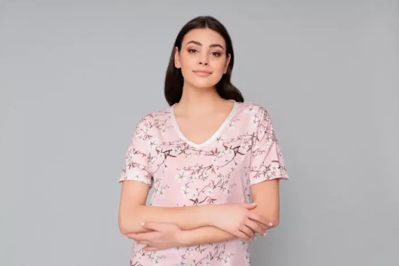 Alwa kurzärmeliges Nachthemd Italian Fashion - rosa Druck